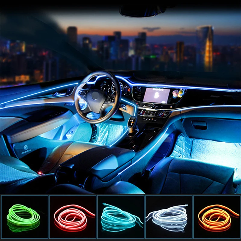 

Car Interior Decorative Lamps Strips Atmosphere Lamp Cold Light Decorative Dashboard Console Auto LED Ambient Lights 1/2/3/4/5M