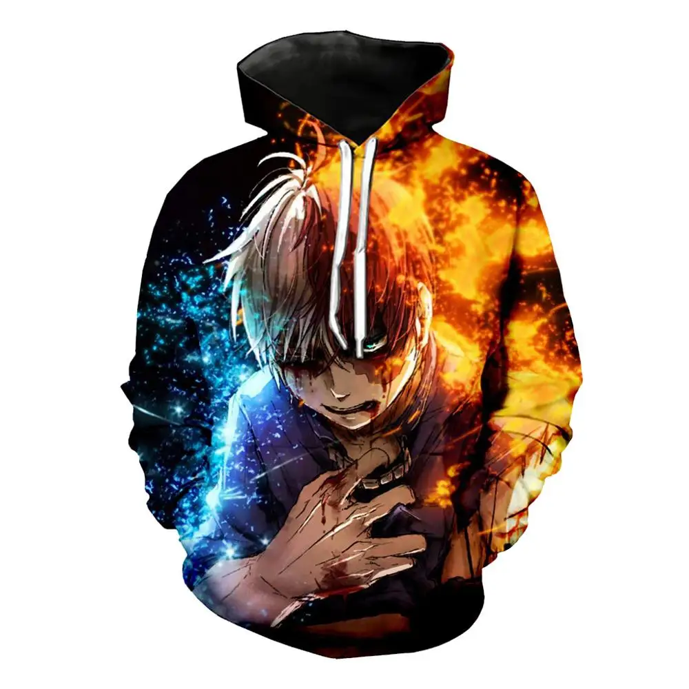

LIASOSO 3D Print My Hero Academia Todoroki Hoodie Hooded Hoodies Sweatshirts Anime Pullover Casual Good Quality Hip Hop Long Top