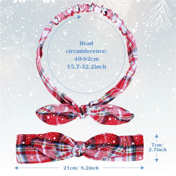 

Christmas Grid Headband Merry Christmas for Child and Adult Stretch Headband Christmas Decoration Xmas Gift Soft Cloth 5colors