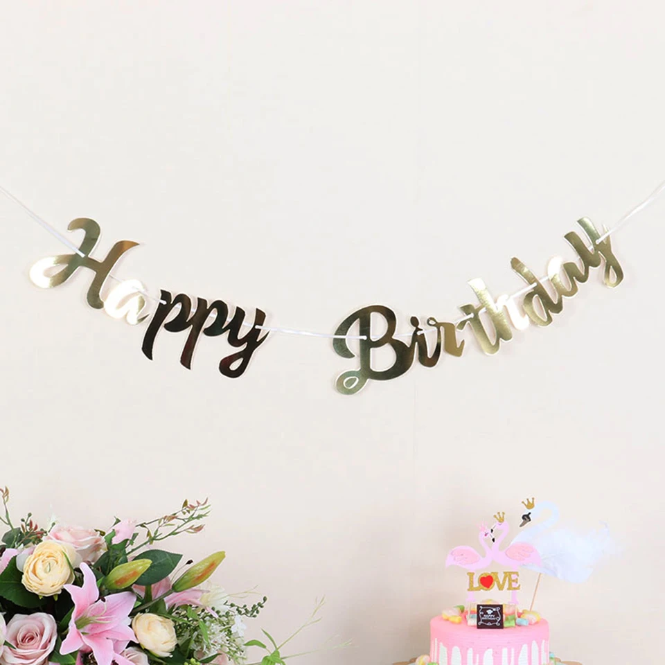 Золотистая Серебристая баннер на день рождения Tronzo украшение романтичная