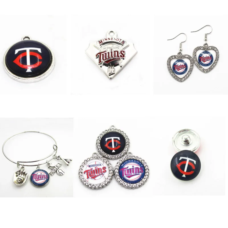 US Baseball Team Minnesota Dangle Charms DIY Necklace Earrings Bracelet Bangles Buttons Sports Jewelry Accessories