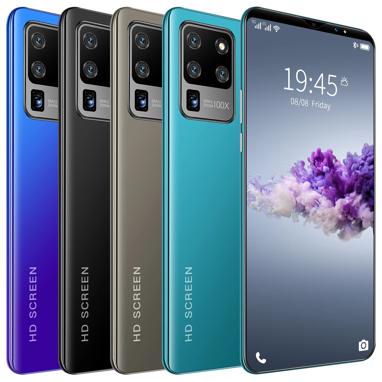 

New Galxy S20U1 Tra 6.1'' HD Screen Android 10.1 5G Mobile Phone 8 Core 8+128GB 13+24MP Cameras 4G Smartphone 4800mAh Face ID