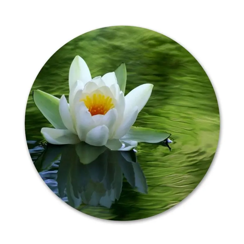 58 мм с белым лотосом значок на булавке декоративные Броши Металлические Значки