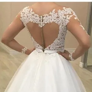 Недорогое сексуальное винтажное кружевное свадебное платье Vestido De Noiva, романтическое богемное бальное платье с длинным рукавом, свадебное платье - Цвет: White and Champagne