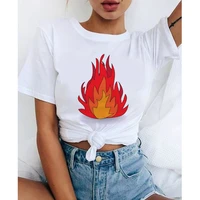 2021 flame theme graphic tees on sale o neck t shirt vintage ullzang mujer_t shirt casual funny short sleeved o neck t shirt