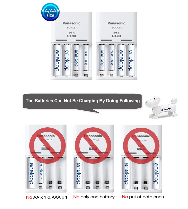 Panasonic Eneloop Eneloop 4 шт. 1,2 в 2000 мАч AA NiMH аккумуляторная батарея и быстрое зарядное устройство для AA/AAA