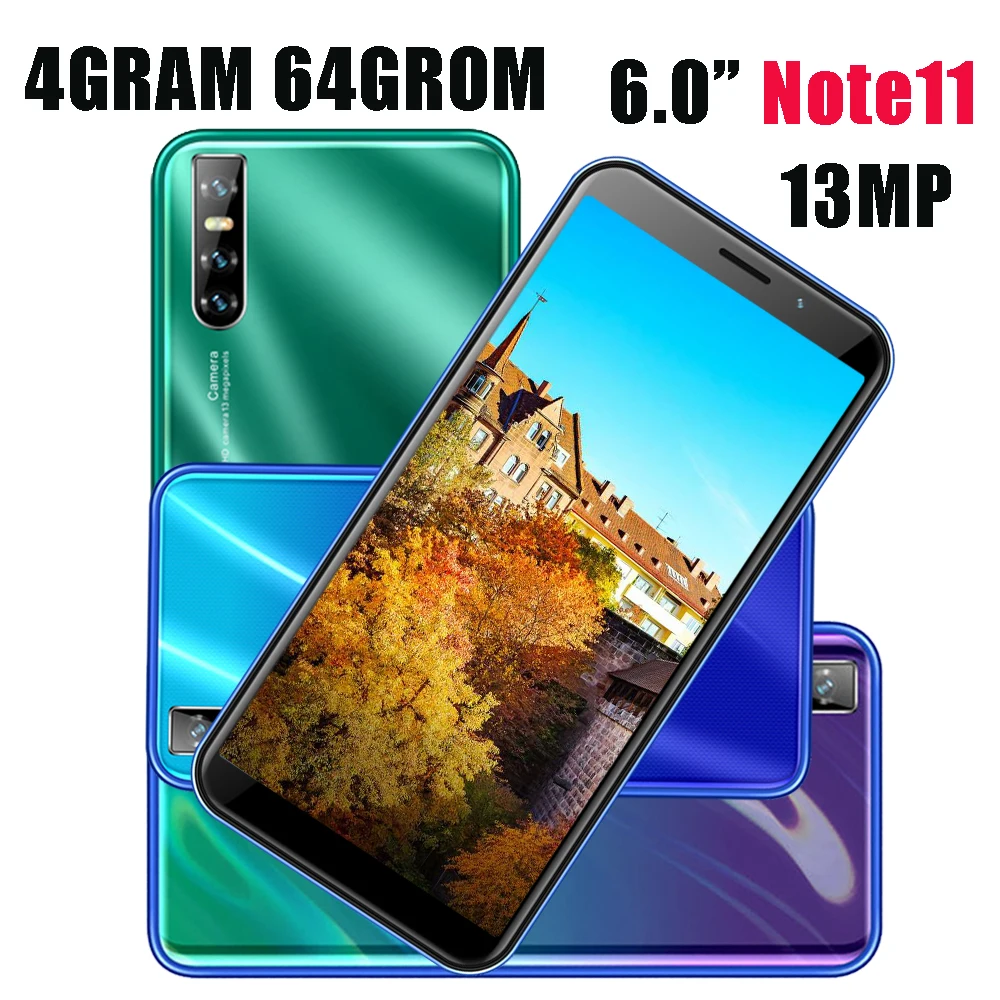 6 0 &quotГлобальная версия Note11 Face ID 4G RAM 64G ROM Android четырехъядерный смартфон мобильный