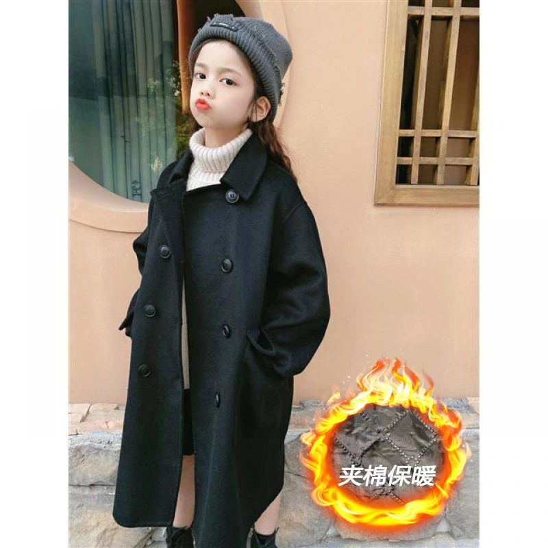 

Girls Wool Coat Jacket Outerwear 2021 Beauty Warm Thicken Plus Velvet Winter Autumn Cotton Baby's Kids Children's Clothing