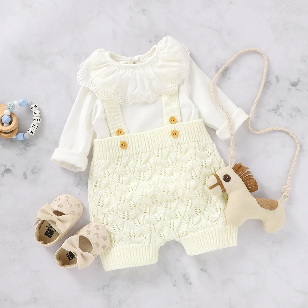 Детская одежда для новорожденных Зимний Теплый Вязаный комбинезон маленьких