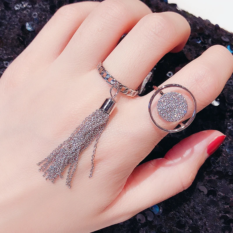 Ретро простые Стильные хипстер с кисточкой Открытое кольцо для женщин Мода всех