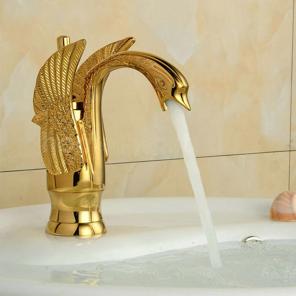 

Home Retro Swan Bathroom Brass Bidet Swivel Sink Modern Basin Faucet Mixer Tap Washbasin Single Lever Cold Hot Water Rotation