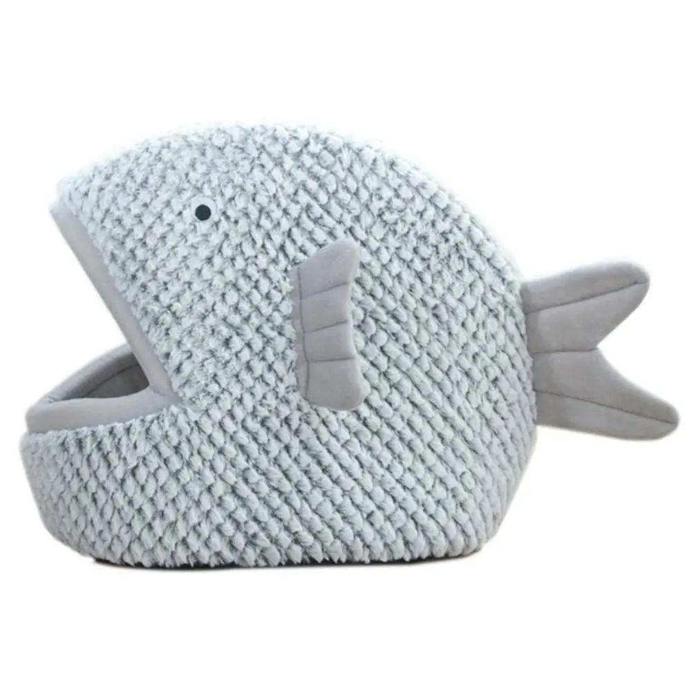 

Мультяшный домик для кошек в форме рыбы, пещера для кошек, теплое одеяло, мягкая фланелевая подушка для домашних животных, кровать для щенко...