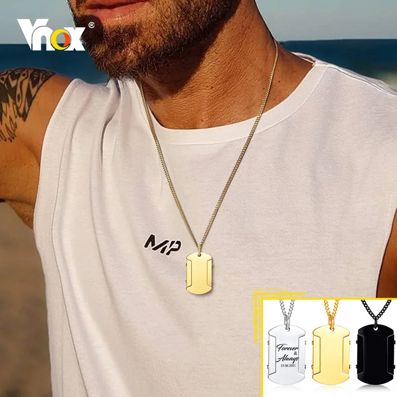 Мужская объемная бирка для собак Vnox подвеска из нержавеющей стали на заказ