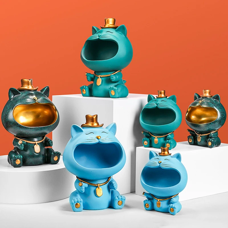 Big Mouth собака Кот хранения статуя Прохладный ящик для ключ телефон конфеты