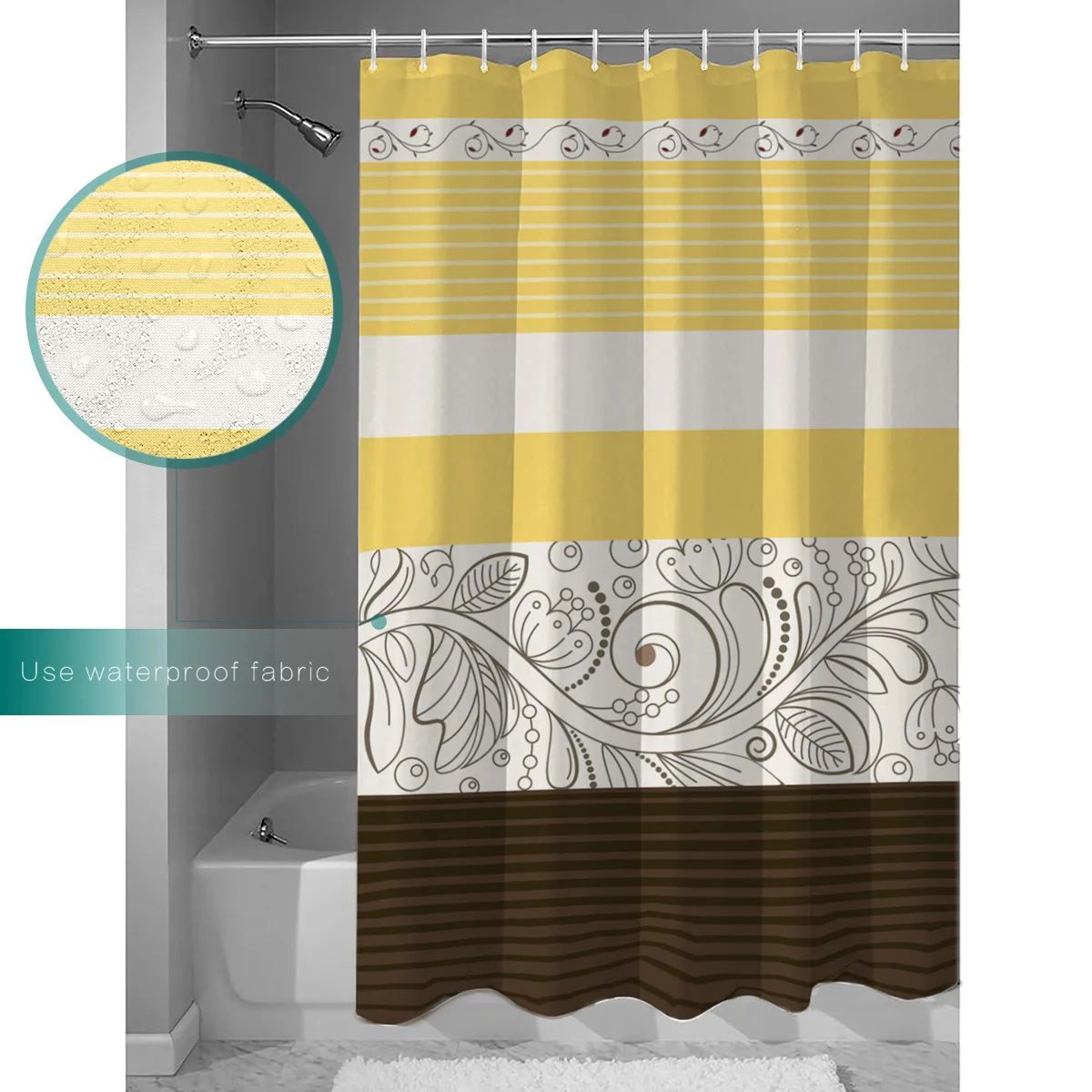 Винтажный цветочный узор желтая ткань занавеска для душа s Аксессуары ванной