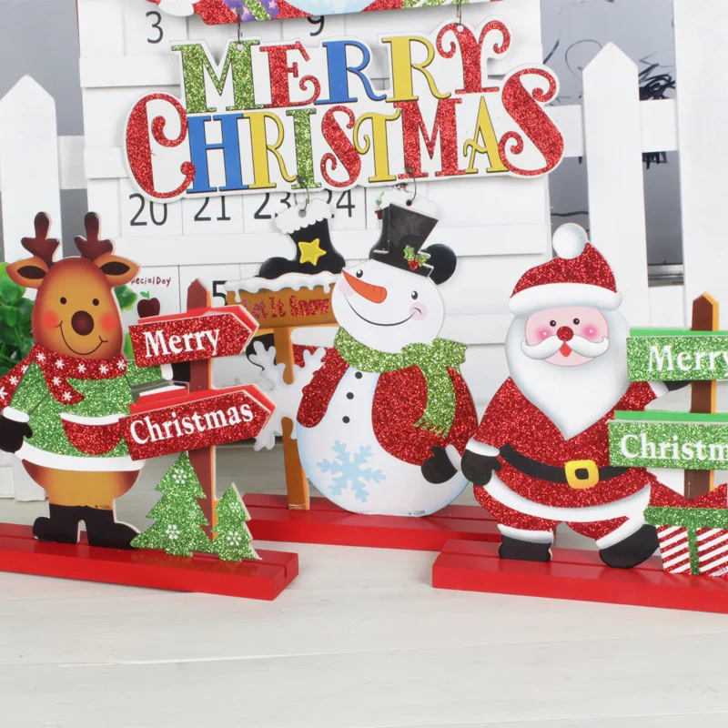 

Christmas Santa Claus Snowman Elk Wooden Card Decoration Holiday Decoration Crafts Home Decoration Merry Christmas Letters