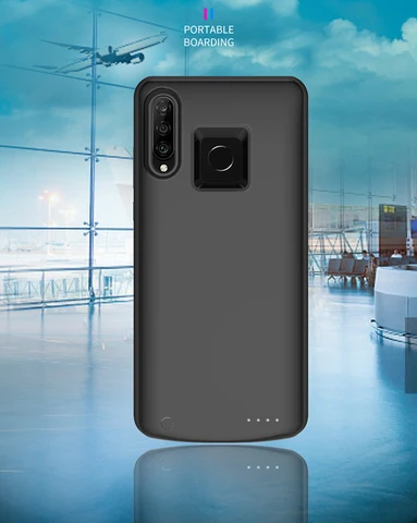Чехол-аккумулятор для Huawei P30 Lite, Nova 4E; чёрный/синий