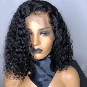 Preplucked Kinky Curly Natural Black Color Short Lace Front Hair Wig Synthetic Wigs With Baby Hair Heat Resistant Fiber Wig Preplucked Kinky Curly Natural Black Color Short Lace Front Hair Wig Synthetic Wigs With Baby Hair Heat Resistant Fiber Wig