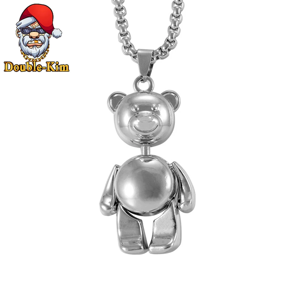 Маленький медвежонок Кулон Ожерелье для мужчин титан нержавеющая сталь материал