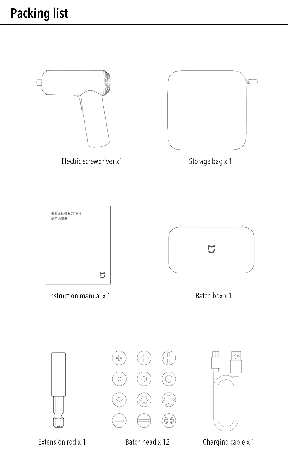 Оригинальная Беспроводная электрическая отвертка Xiaomi Mijia, портативная мини-отвертка, 2000 мА/ч, перезаряжаемая, с 12 шт., S2, винтовые биты, инструмент 33