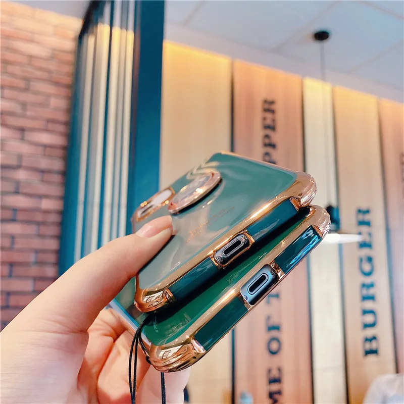 

3D Hairball Lanyard With Holder Stand Phone Cass For iPhone 8 7 Plus XR XS MAX X 11 Pro MAX Plating Soft Cover Back Protect Capa