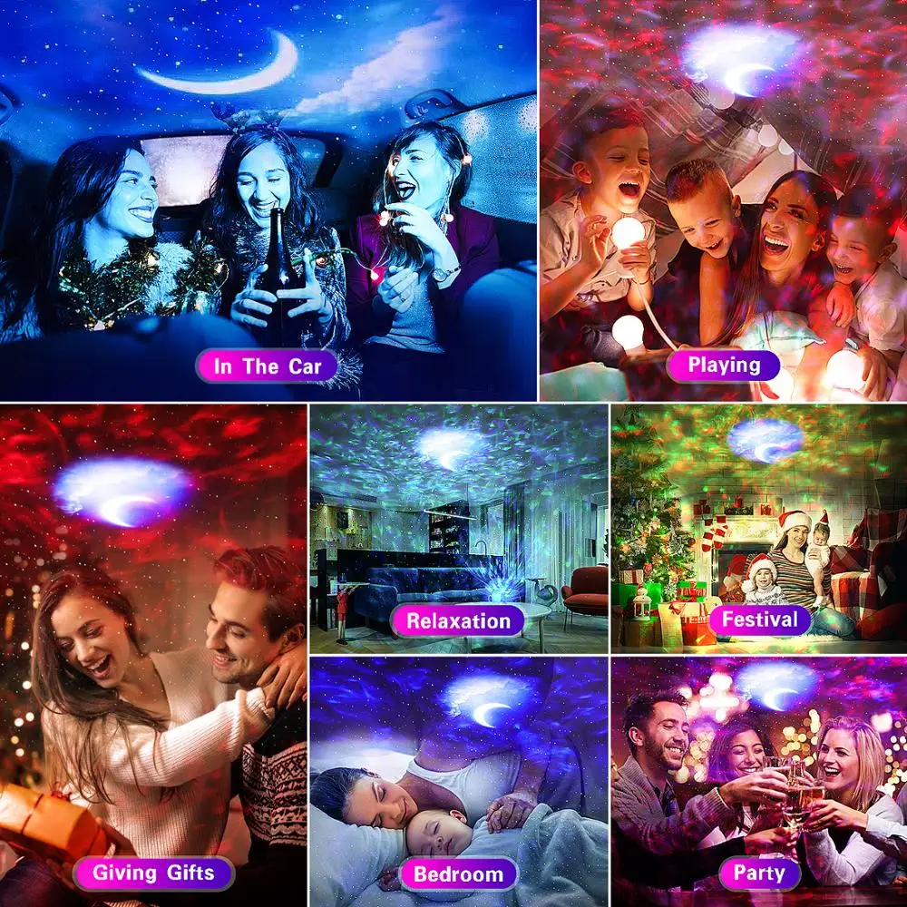 Star Projector Magnetic Mount Moon Cloud Sky Night Lamp for Kids Bedside Party Car Atmosphere Light Dropshipping | Лампы и освещение