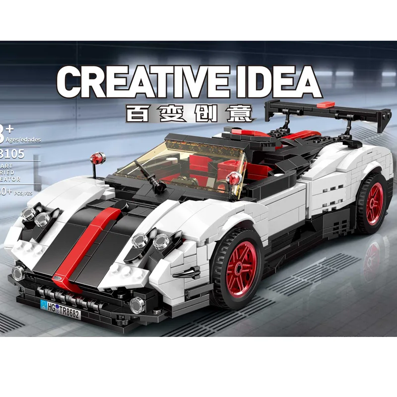 960pcs 882 шт., Набор для создания машин, белый классический спортивный скоростной автомобиль, строительные блоки, наборы кирпичей, Детская техническая игрушка в подарок - Цвет: 960pcs