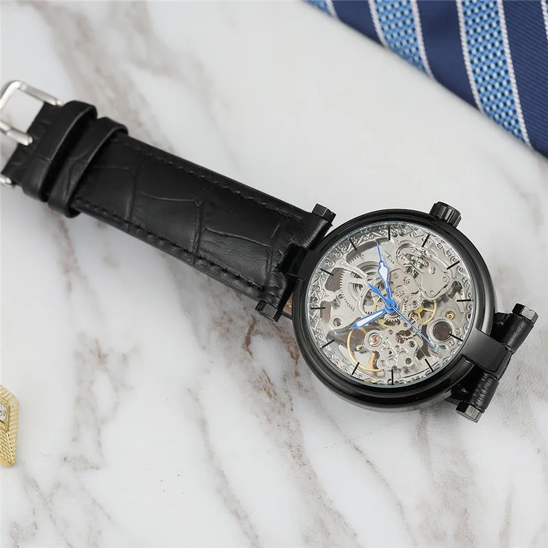 Автоматические механические мужские наручные часы-скелетоны FORSINING военные