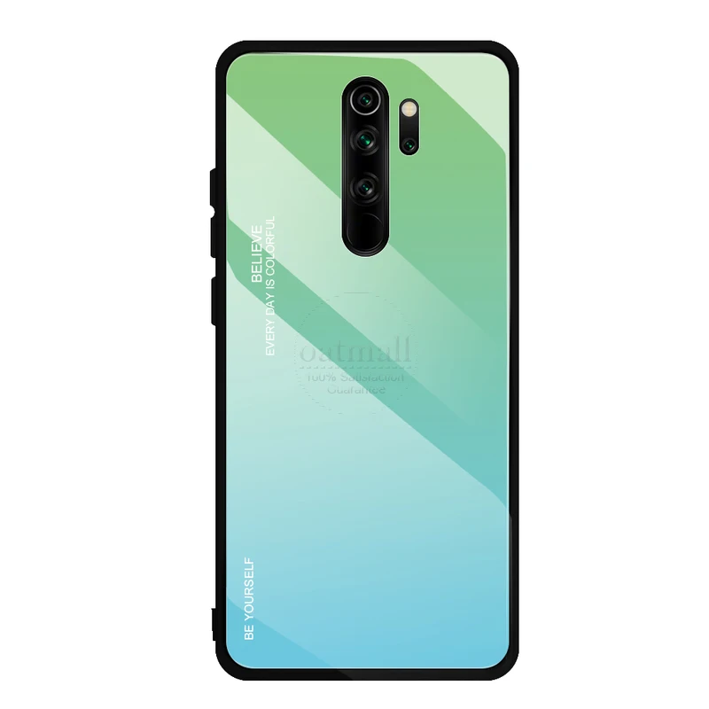 Green Blue Блестящая задняя крышка для Xiaomi Redmi Note 8 Pro, чехол из закаленного стекла с градиентом, мягкая форма из ТПУ для Redmi 8 8A, чехол для телефона - Цвет: Green Blue