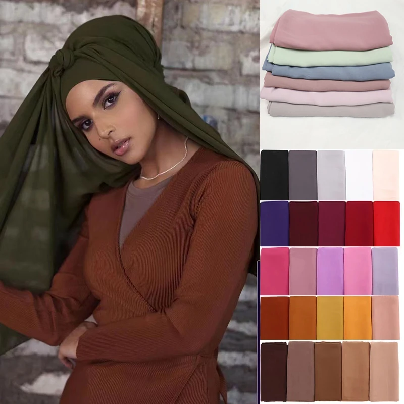 

Muslim Fashion Islam 72*175cm Hijab Chiffon 2021 Maxi Big Size Scarf For Muslim Women Headscarf Ladies Headwraps Pashmina Hijab