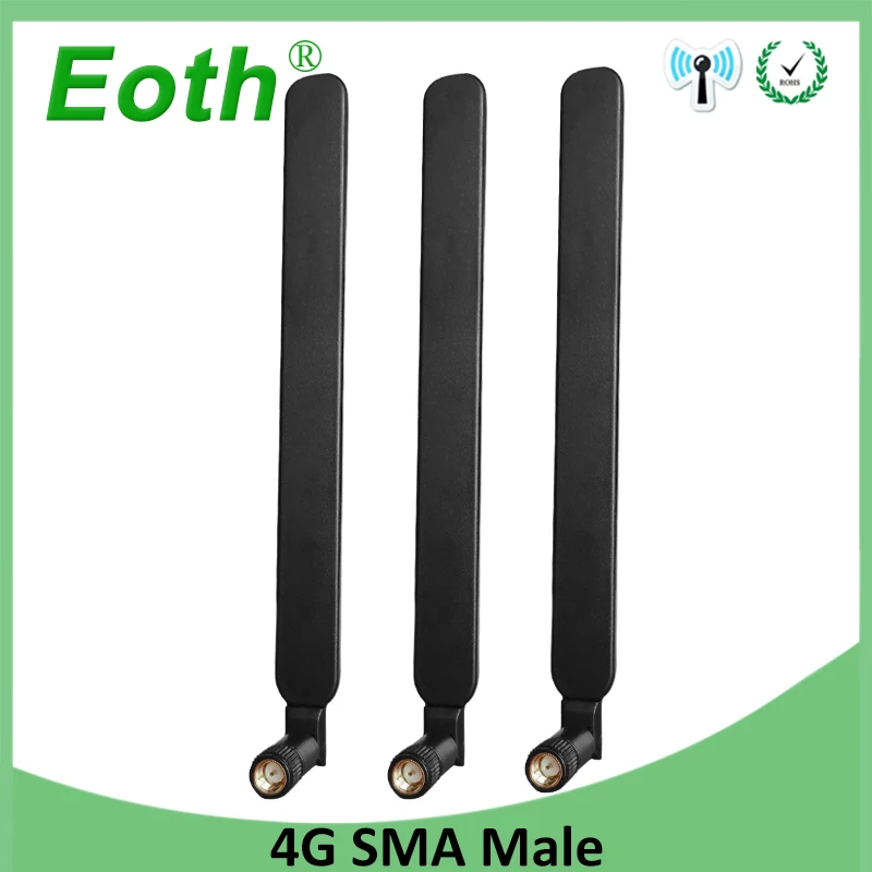 eoth 5pcs 4g lte antenna 5dbi sma male connector plug antenne router external repeater wireless modem antene free global shipping