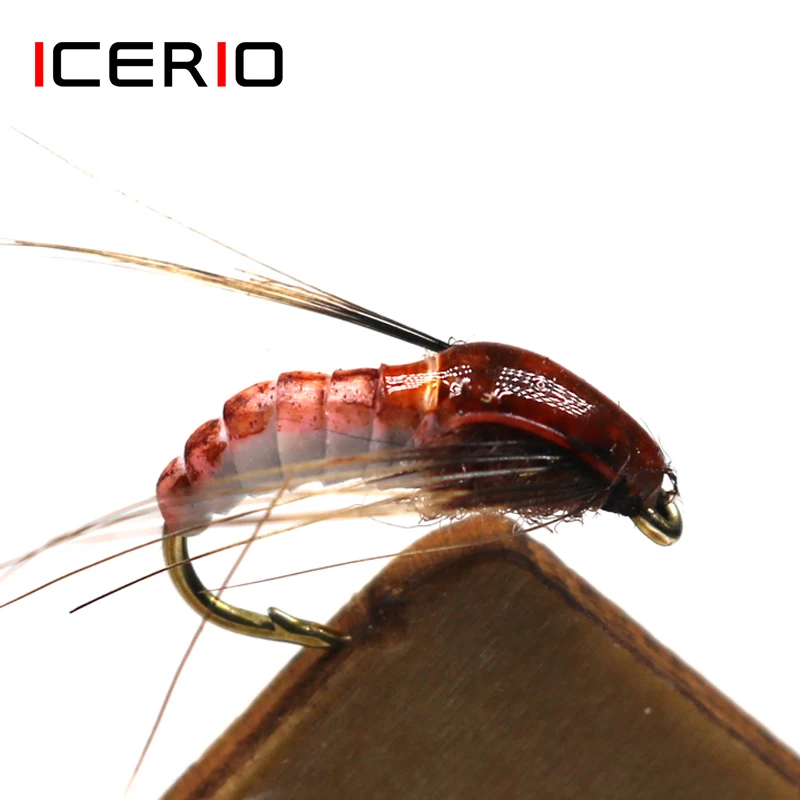 

ICERIO 6PCS Realistic Nymph Scud Fly for Trout Fishing Fly Tying Artificial Lure Baits #12