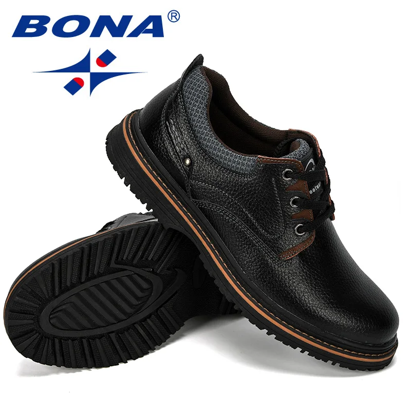 BONA 2019 New Designer Menl Leather Shoes Men Lace Up Formal Work Safety Man Round Toe Office Male Comfortable | Обувь