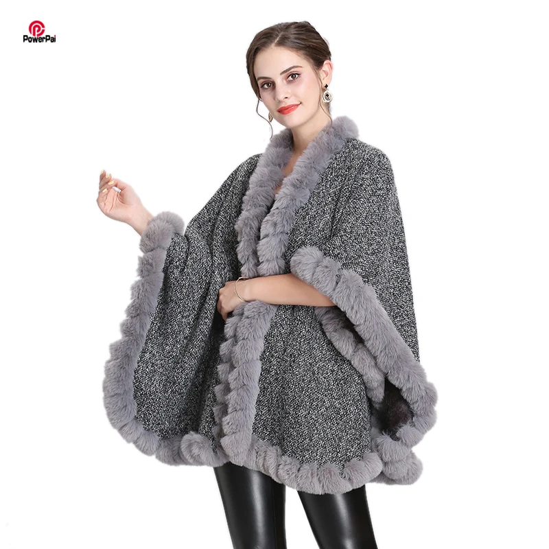 Модное пальто ручной работы из искусственного лисьего меха накидка с утепленной