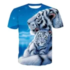 Новинка 2020, синяя футболка с белым тигром, Мужская футболка, футболка с 3d принтом, футболка в стиле хип-хоп, крутая Мужская одежда, новая летняя футболка