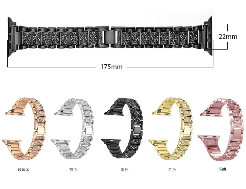 Apple watch band 5 44 мм 40 мм Женский бриллиантовый ремешок iwatch Watch Series 4 3 2 1 браслет из нержавеющей стали для часов iphone 42 мм 38 мм