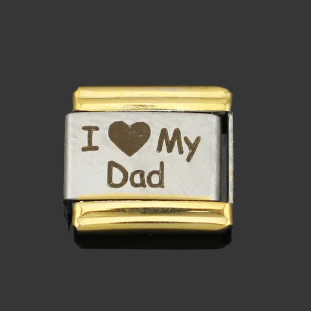 H Hapiship 1 шт. 9 мм Ширина Дейзи с принтом «I Love Dad» жена Шарм браслет шарма серебро Нержавеющая сталь ювелирных изделий DJ064 - Окраска металла: H