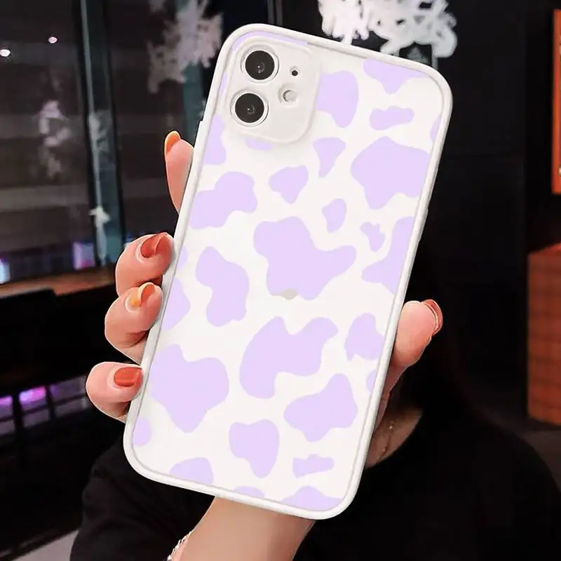 

Cow color Print fashion Pattern texture Phone Case Matte Transparent for iPhone 7 8 11 12 s mini pro X XS XR MAX Plus cover