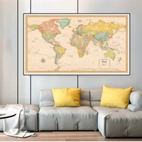 the retro world map 5 sizes poster non woven canvas painting wall art picture home decoration school supplies children study