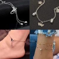 women multi layer anklets butterfly heart tassel korean sweet elegant beach wearing starfish zircon pendant value jewelry