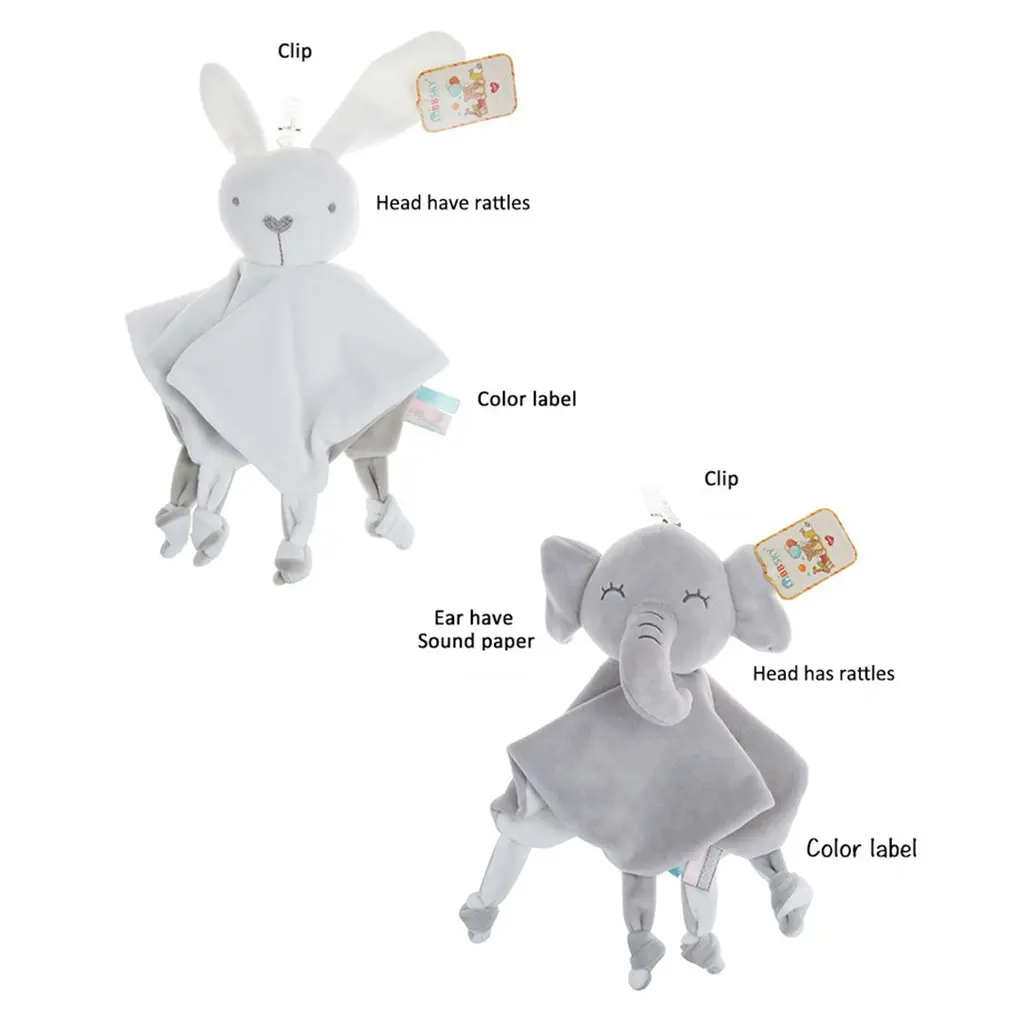 

Baby Handkerchief Sleeping Toy Stuffed Print Animal Toy Comfort Towel Rattle Handkerchief Newborn Baby Soft Toy For Baby
