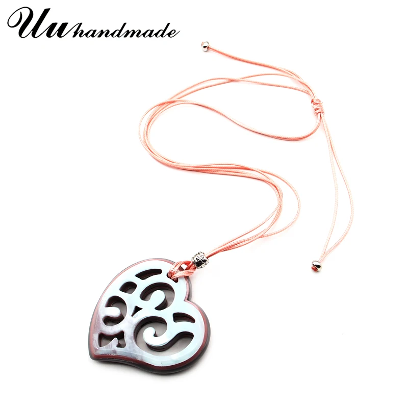 Готическое акриловое сердце кожаная цепочка ожерелье кулон богемные колье