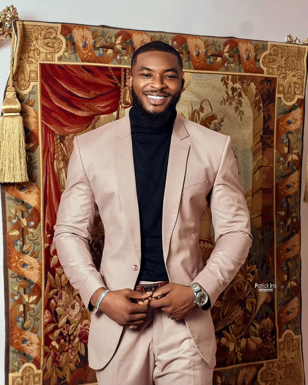 

(Jacket+Pants) Fashion Slim Fit Pink Men Suit Party Men's Dress Peak Lapel Groomsman Suit Set 2 Piece Man Blazer Custom Made