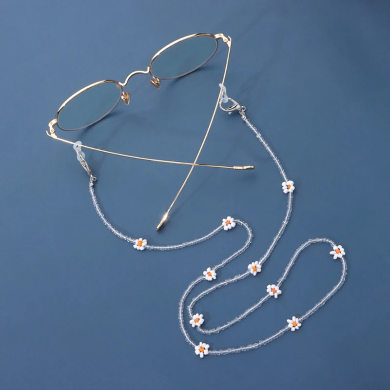 

Durable Sunglasses Strap Around Neck Eyeglass Chains Colorful Flower Bead Glasses Chain Anti-lost Mask Beaded Lanyard