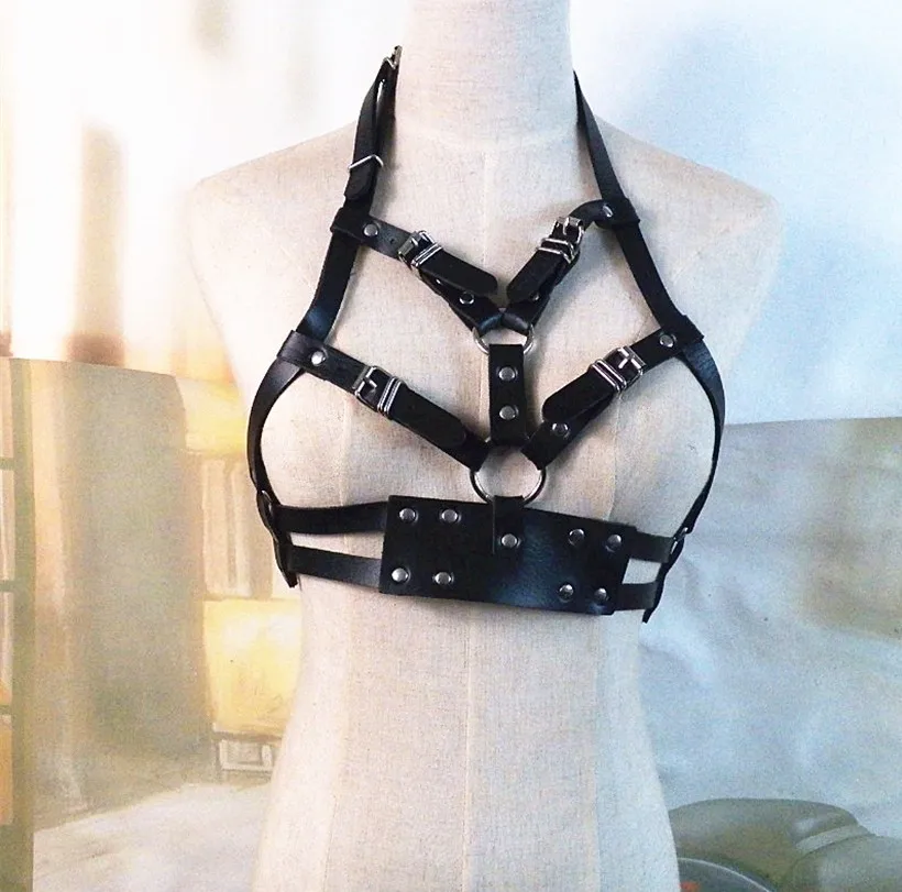 

Fashion Punk Harajuku Body Garters Faux Leather Bondage Cage Sculpting Harness Waist Belt Straps Suspenders Belts Stockings Sexy