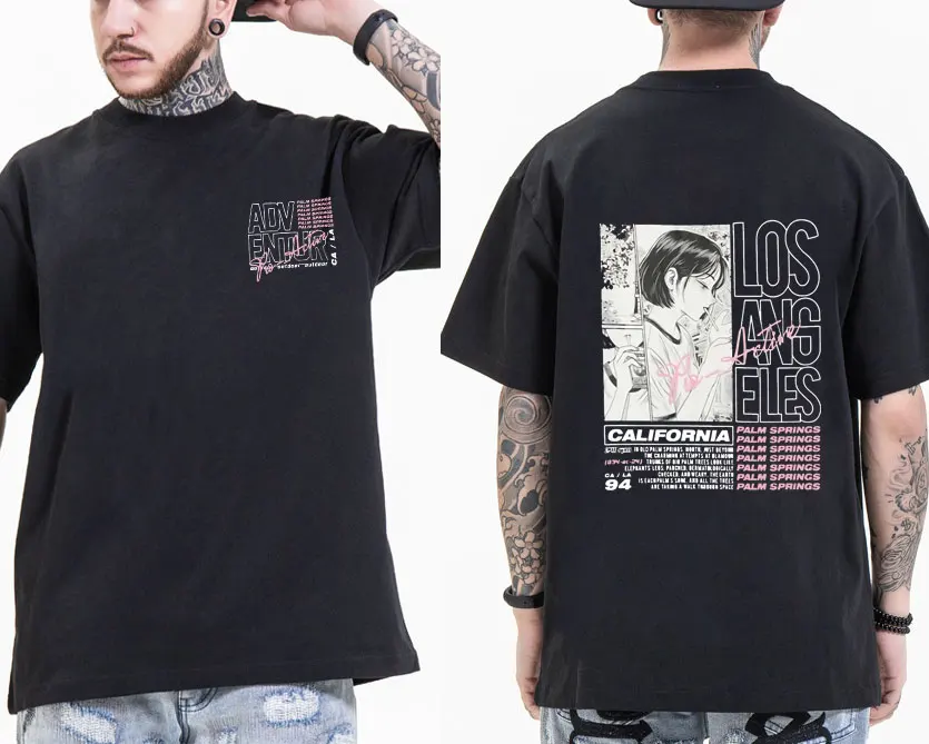 

Japanese Anime Handsome Girly Print Tshirt Loose Diary Apparel Summer T-shirt Streetwear Clothes Women Hip Hop Style Tee Shirt