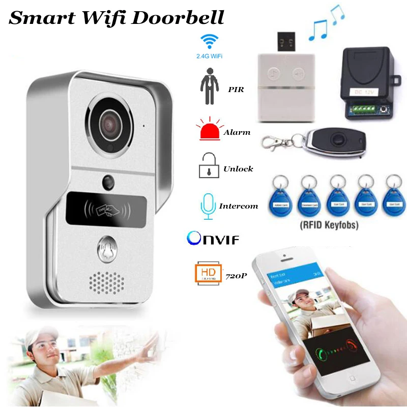 Умный дверной звонок Wifi видео домофон HD Камера Android/IOS Телефон движения Сенсор