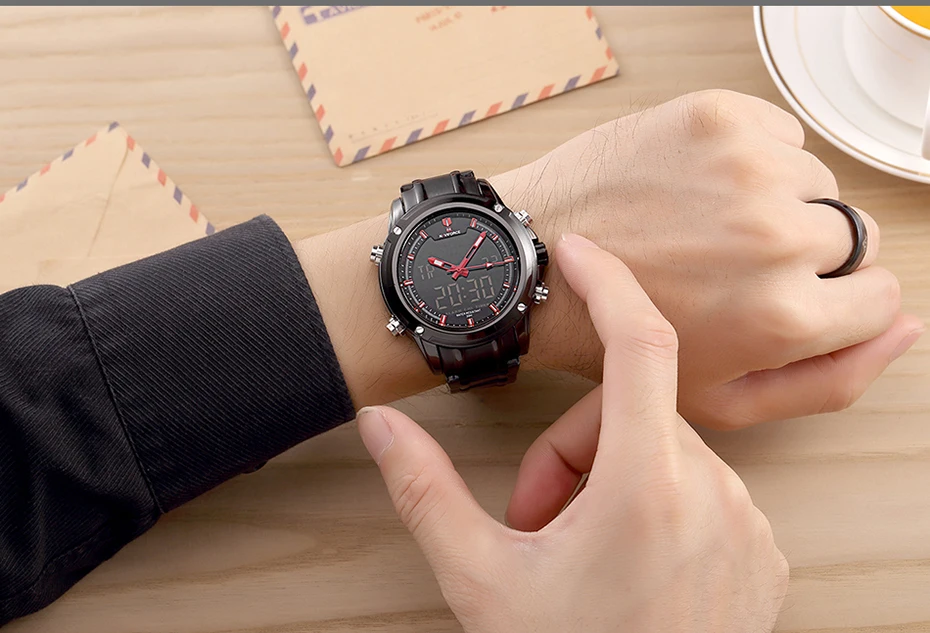 Часы наручные NAVIFORCE мужские светодиодные люксовые брендовые водонепроницаемые