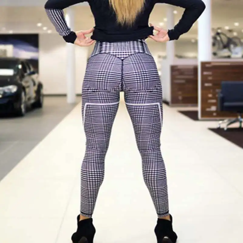 Новинка 2019 леггинсы Hayoha в клетку с цифровым принтом эластичная талия эластичные