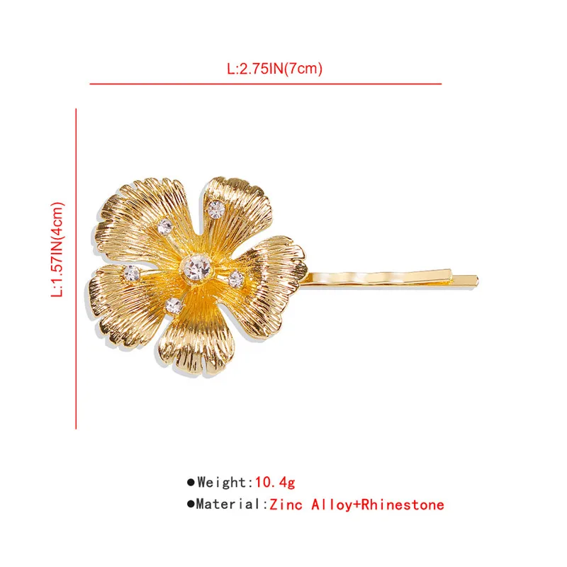 Винтажная металлическая заколка Стразы с бабочкой цветком ракушкой золотого